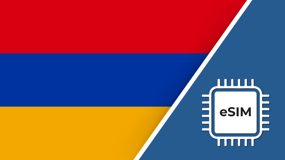 Armenia eSIM – Travel connectivity for Armenia. Image featuring the Armenian flag and an eSIM icon.