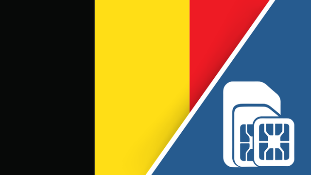 Belgium SIM Card – Travel connectivity for Belgium. Image featuring the Belgium flag and a SIM card icon.