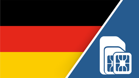 Germany SIM Card– Travel connectivity for Germany. Image featuring the German flag and a SIM card icon.
