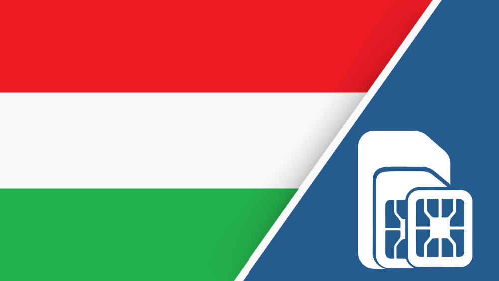 Hungary SIM Card – Travel connectivity for Hungary. Image featuring the Hungary flag and a SIM card icon.