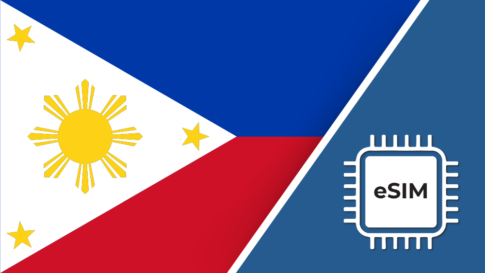 Philippine eSIM – Travel connectivity for the Philippines. Image featuring the Philippine flag and an eSIM icon.