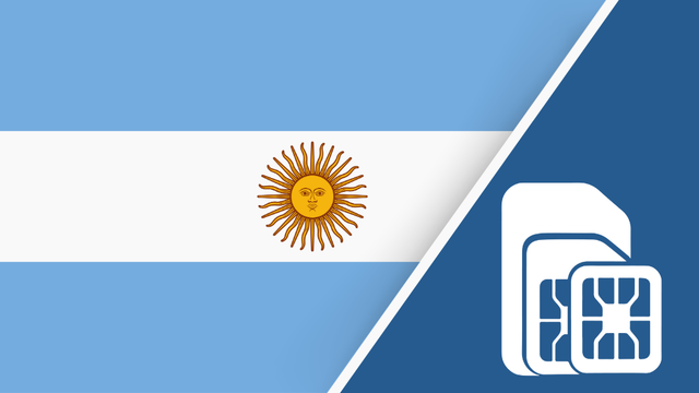 Argentina SIM Card – Travel connectivity for Argentina. Image featuring the Argentinian flag and a SIM card icon.