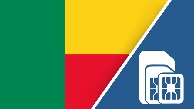 Benin SIM Card – Travel connectivity for Benin. Image featuring the Benin flag and a SIM Card icon.