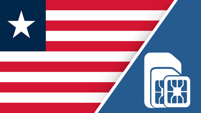 Liberia SIM Card – Travel connectivity for Liberia. Image featuring the Liberian flag and a SIM card icon.