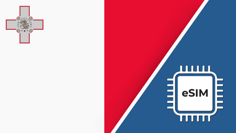 Malta eSIM – Travel connectivity for Malta. Image featuring the Malta flag and an eSIM icon.