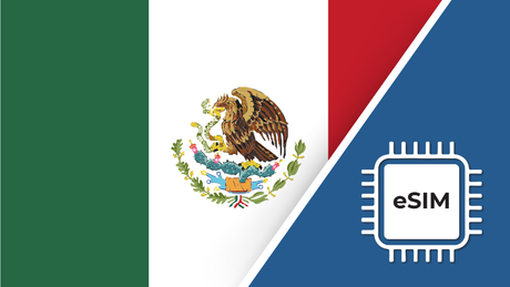 Mexico eSIM – Travel connectivity for Mexico. Image featuring the Mexican flag and an eSIM icon.
 