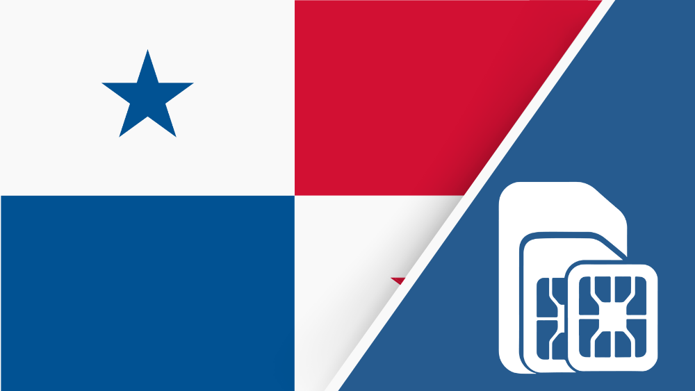 Panama SIM card – Travel connectivity for Panama. Image featuring the Panama flag and a SIM card icon.