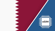 Qatar eSIM – Travel connectivity for Qatar. Image featuring the Qatar flag and an eSIM icon.
