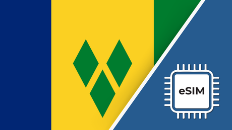 Saint Vincent and Grenadines eSIM – Travel connectivity for Saint Vincent and Grenadines. Image featuring the Saint Vincent and Grenadines flag and an eSIM card icon.