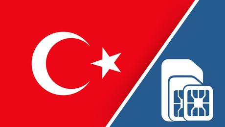 Turkey SIM Card – Travel connectivity for Turkey. Image featuring the Turkish flag and a SIM card icon.